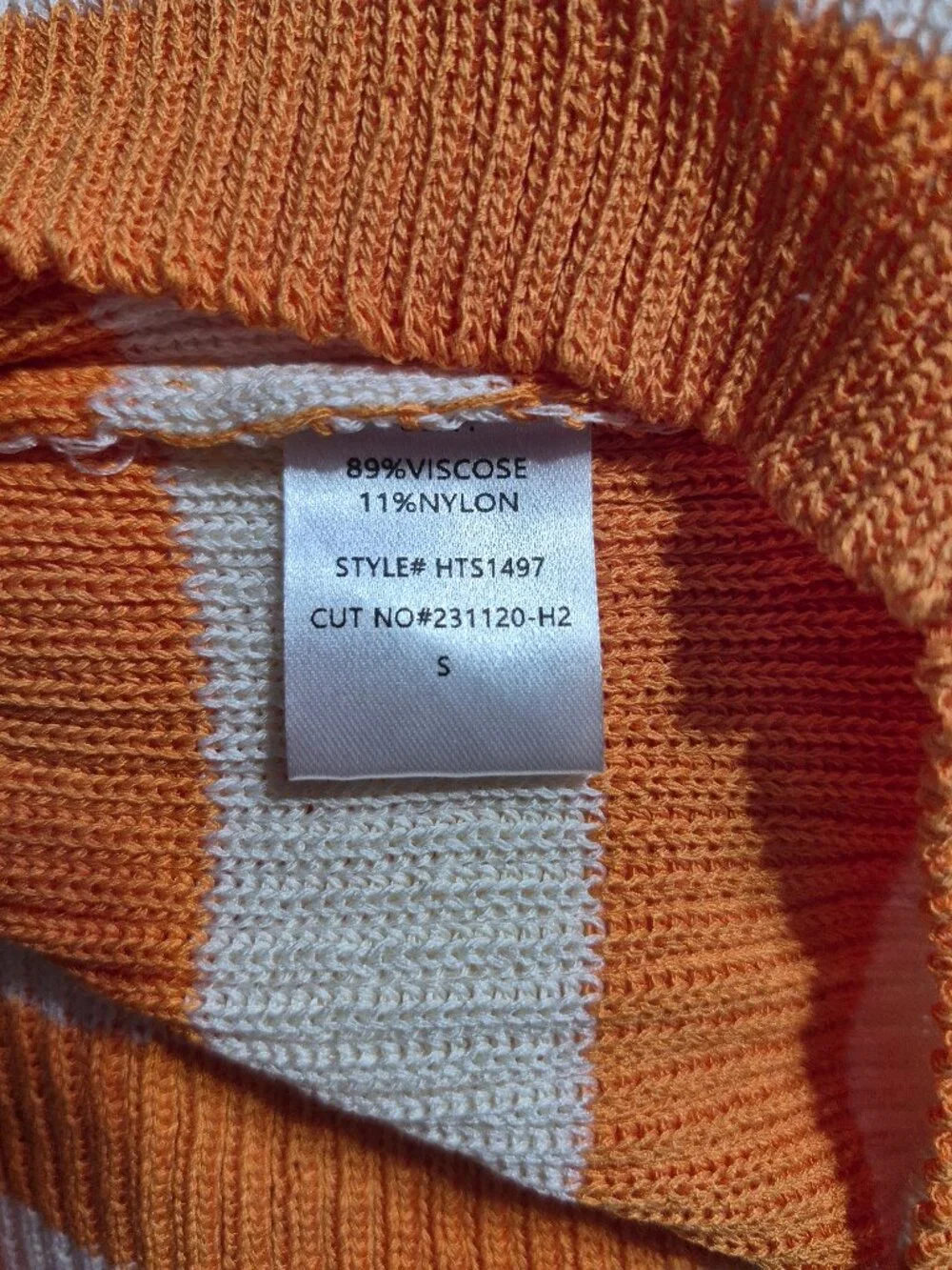Women's Sweater and Skirt SET, Creamon. Small. orange/cream stripe.
